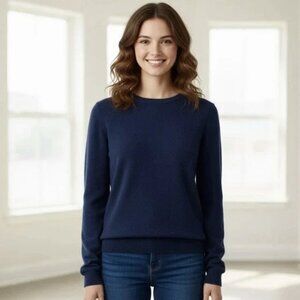 NWT Charter Club Luxury 100% Cashmere Navy Crewneck Size Large